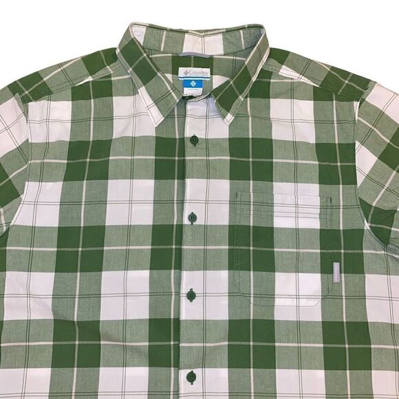 Columbia Sportswear Green and White Plaid Button Down Casual Shirt Size XL‎ - Picture 2 of 14